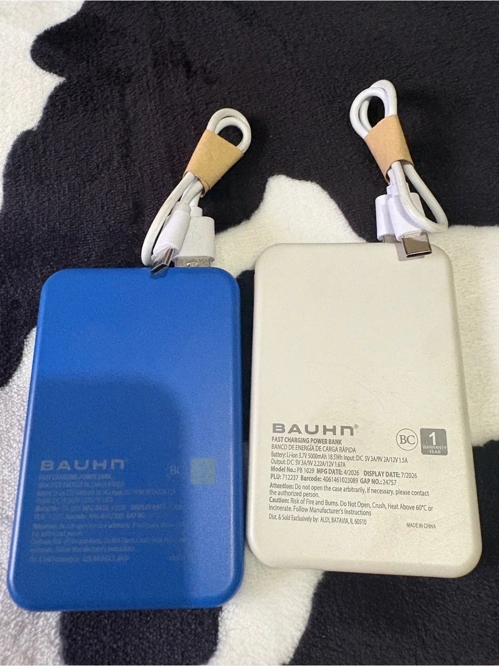 Portable Power Bank External Charger - Blue & White